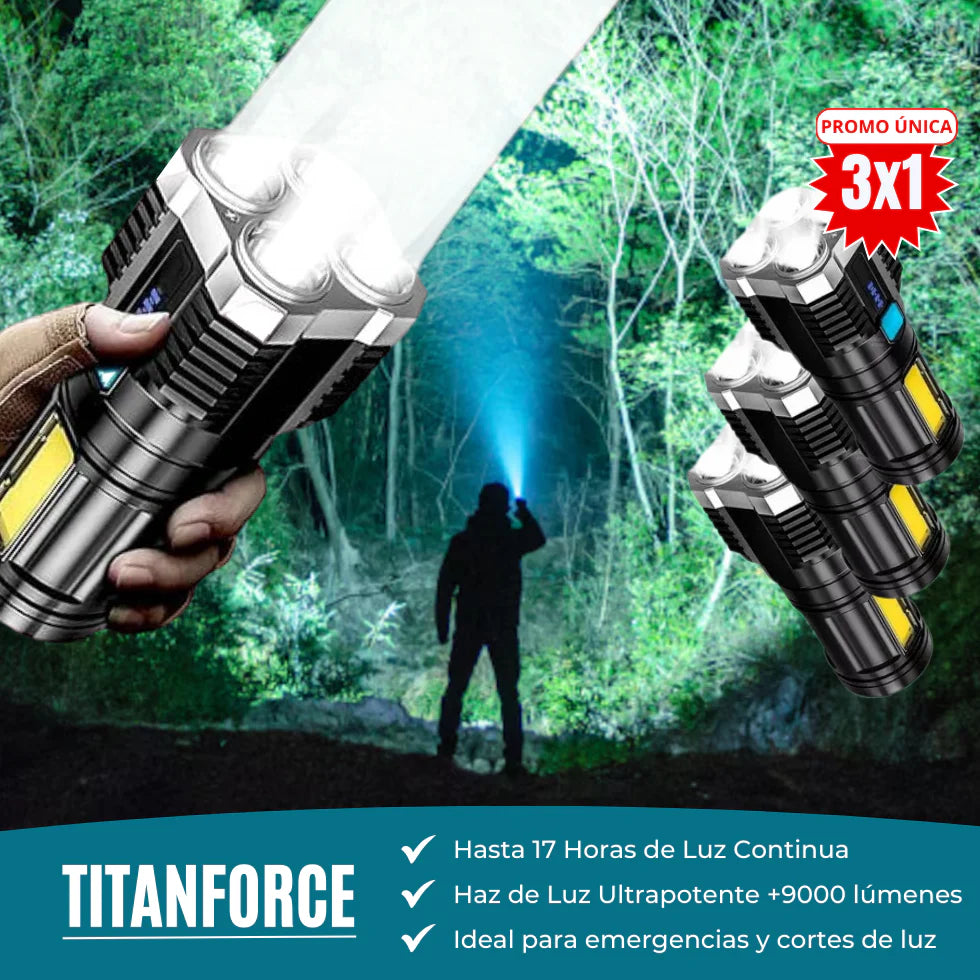 3x1 TITANFORCE | Linterna LED Militar Ultrabrillante para emergencias