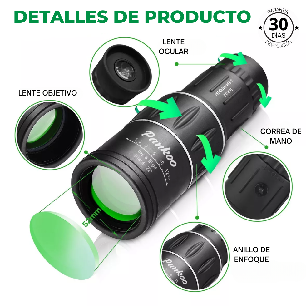 PANKOO™ | TELESCOPIO MONOCULAR PORTÁTIL ALTA POTENCIA