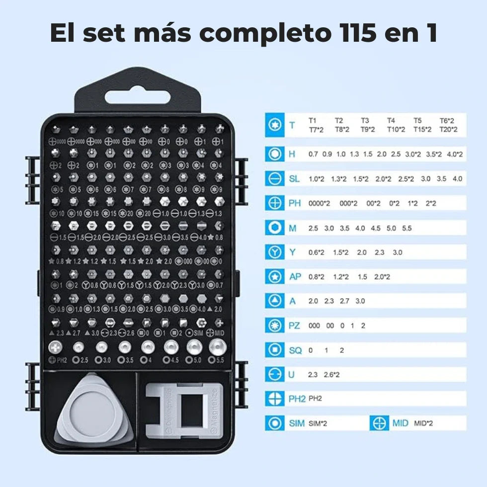 IRONFIX | SET PROFESIONAL DESTORNILLADOR DE PRESICIÓN 115 EN 1