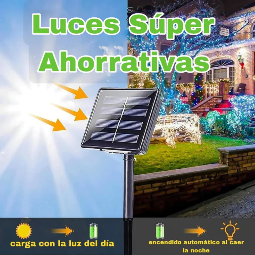 AURORA® | Luces LED Navideñas con Panel Solar 10 metros