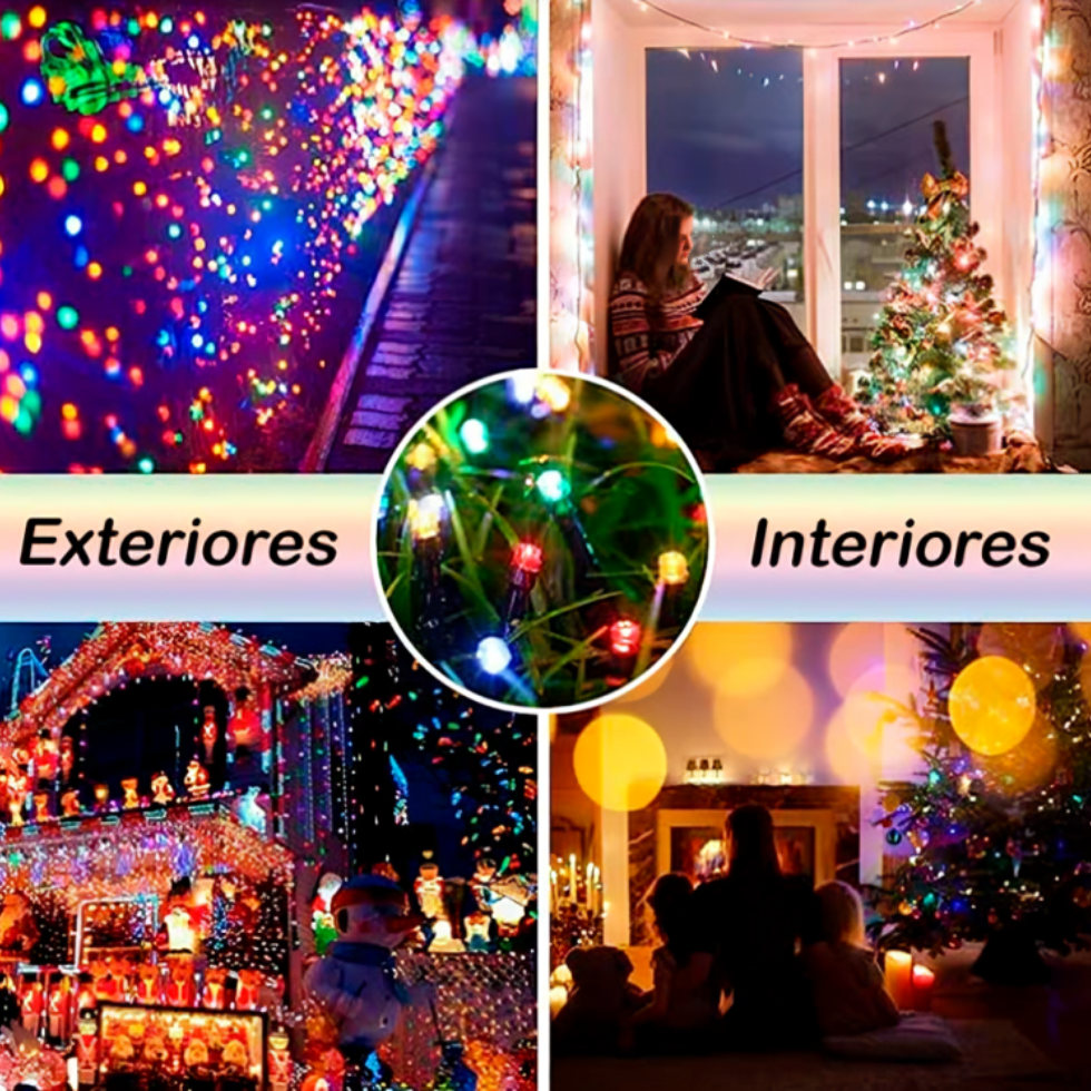 AURORA® | Luces LED Navideñas con Panel Solar 10 metros