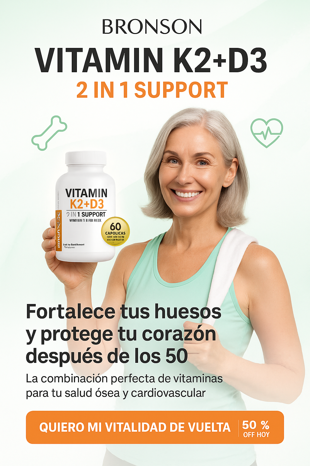 Bronson - Suplemento de vitamina K2 con D3