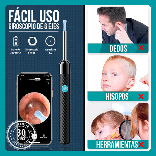 OTOCLEAN® | Kit limpiador de Oídos con Cámara HD y Luz LED