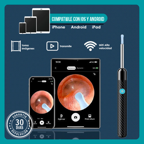 OTOCLEAN® | Kit limpiador de Oídos con Cámara HD y Luz LED