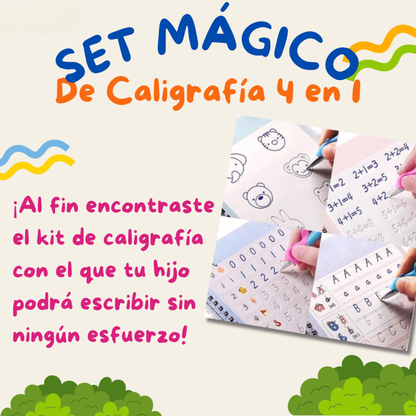 CUADERNOS DE CALIGRAFÍA MONTESSORI | KIT DE 4 LIBROS MÁGICOS