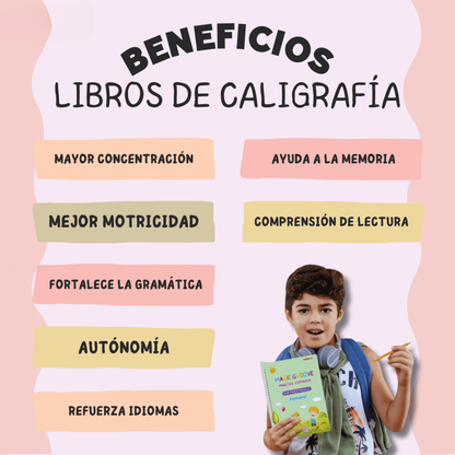 CUADERNOS DE CALIGRAFÍA MONTESSORI | KIT DE 4 LIBROS MÁGICOS