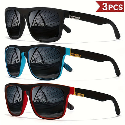 Juego de 3 Gafas Clásicas Cuadradas Retro para Hombre con Patillas Coloridas, Montura de PC de Alta Calidad y Bisagras Metálicas para Uso Diario
