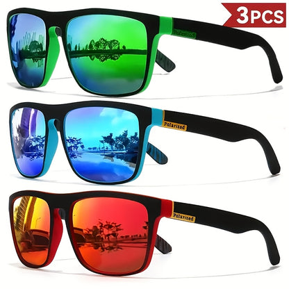 Juego de 3 Gafas Clásicas Cuadradas Retro para Hombre con Patillas Coloridas, Montura de PC de Alta Calidad y Bisagras Metálicas para Uso Diario