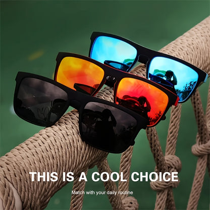 Juego de 3 Gafas Clásicas Cuadradas Retro para Hombre con Patillas Coloridas, Montura de PC de Alta Calidad y Bisagras Metálicas para Uso Diario