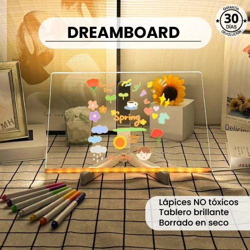 DREAMBOARD |  Pizarra LED Interactiva con Iluminación Mágica + 7 Lápices Neón GRATIS