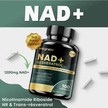 NAD+ Resveratrol 1200 mg | SOLO POR HOY 2X1  🎁 | Hecho en EE. UU. | – Antienvejecimiento, Energía y Concentración desde la primer cápsula