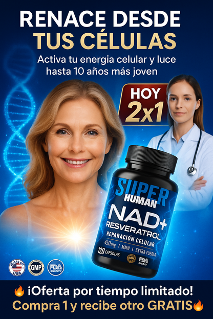 NAD+ Resveratrol (120 Cápsulas) - SuperHuman™🔥  SOLO POR HOY 2X1 🔥