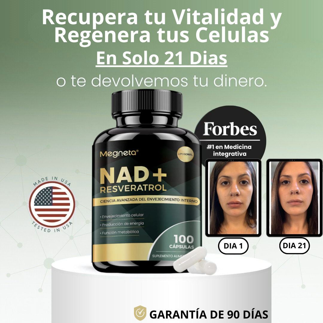 NAD+ Resveratrol 1200 mg | SOLO POR HOY 2X1  🎁 | Hecho en EE. UU. | – Antienvejecimiento, Energía y Concentración desde la primer cápsula