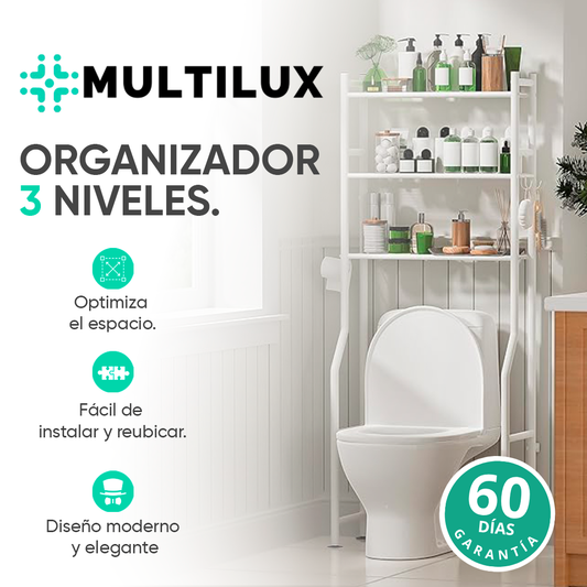 MULTILUX® | ORGANIZADOR PARA BAÑO 3 NIVELES + REPISA GRATIS