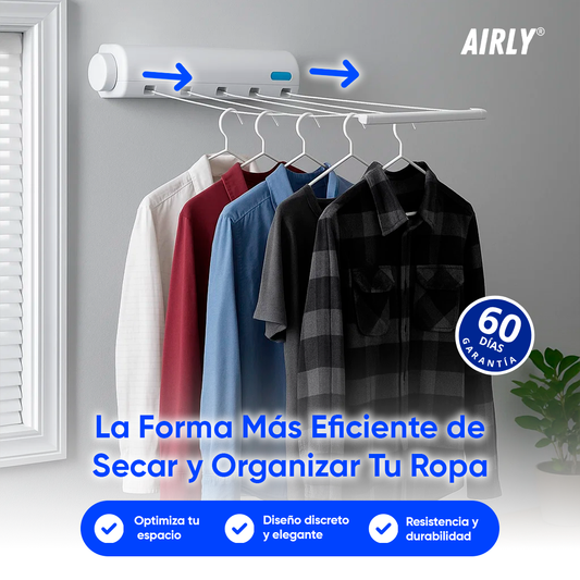 AIRLY® | Colgador de Ropa Retráctil + GRATIS 2 Percheros Multiespacio