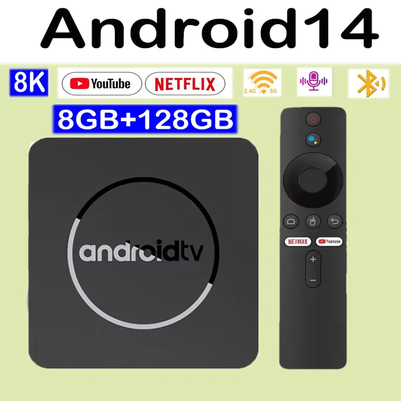 TV Box Android 14 Smart Q10 8K Mediaspeler Google Voice Assistant Allwinner H313 Opslag Dual WiFi Bluetooth 5.0 TV Box