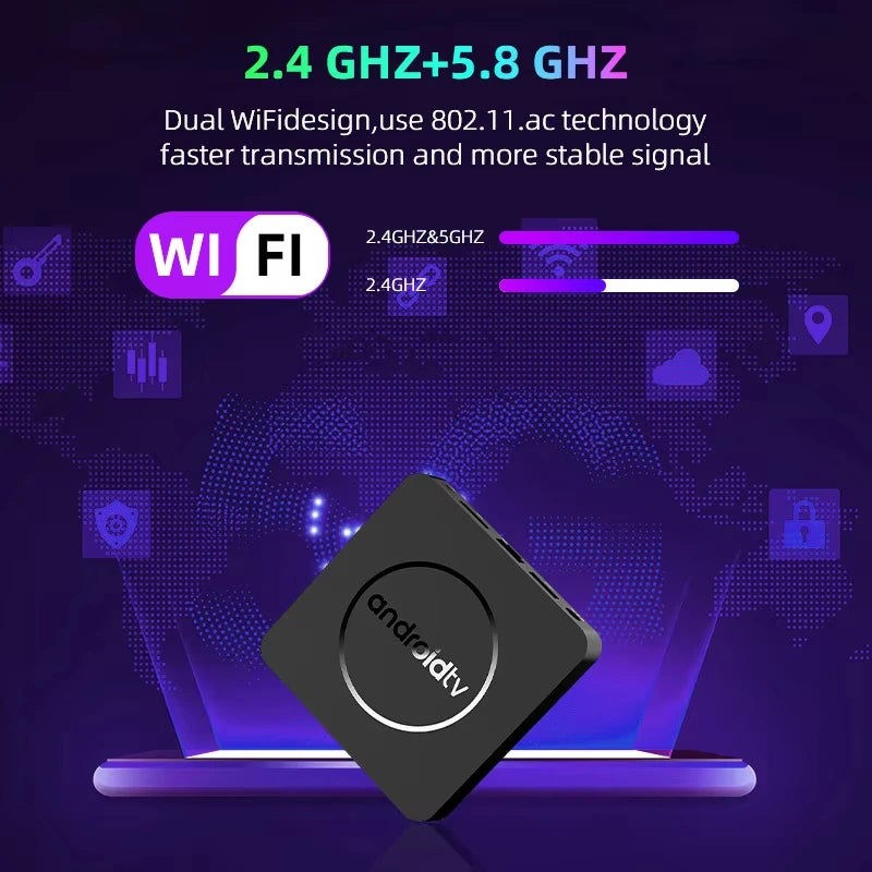 TV Box Android 14 Smart Q10 8K Mediaspeler Google Voice Assistant Allwinner H313 Opslag Dual WiFi Bluetooth 5.0 TV Box