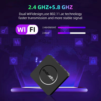 TV Box Android 14 Smart Q10 8K Mediaspeler Google Voice Assistant Allwinner H313 Opslag Dual WiFi Bluetooth 5.0 TV Box