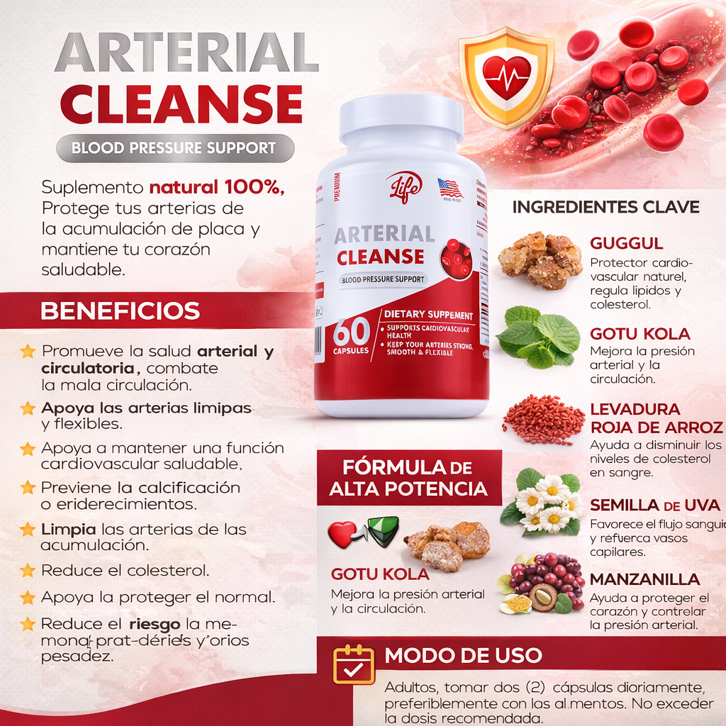 SOLO POR HOY 2X1 | ARTERIAL CLEANSE – MEJORA LA CIRCULACIÓN, CUIDA EL CORAZÓN | Suplemento Natural