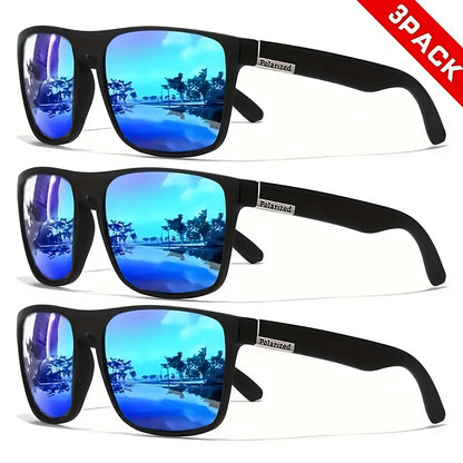 Juego de 3 Gafas Clásicas Cuadradas Retro para Hombre con Patillas Coloridas, Montura de PC de Alta Calidad y Bisagras Metálicas para Uso Diario