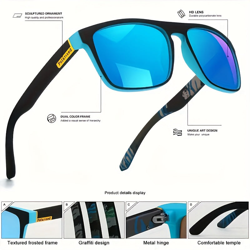 Juego de 3 Gafas Clásicas Cuadradas Retro para Hombre con Patillas Coloridas, Montura de PC de Alta Calidad y Bisagras Metálicas para Uso Diario