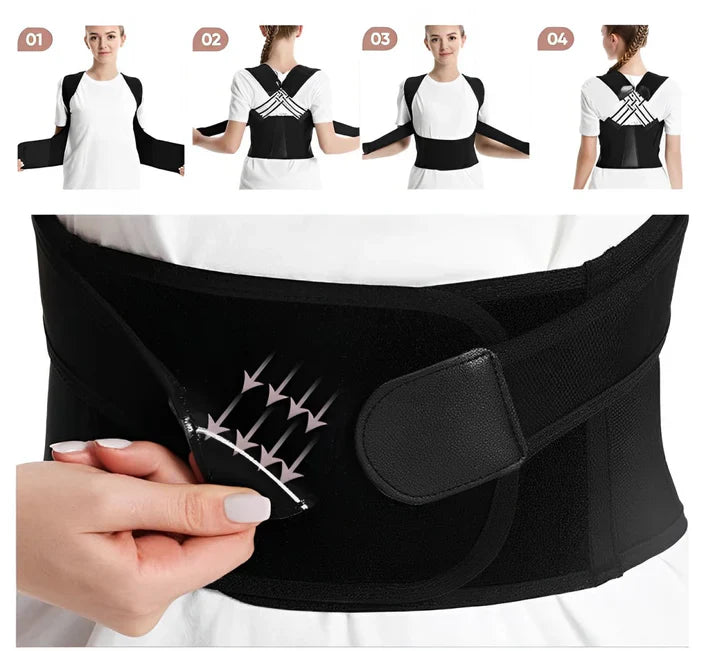 CORRECTOR DE POSTURA ORTOPÉDICO E LUMBAR 2 EN 1
