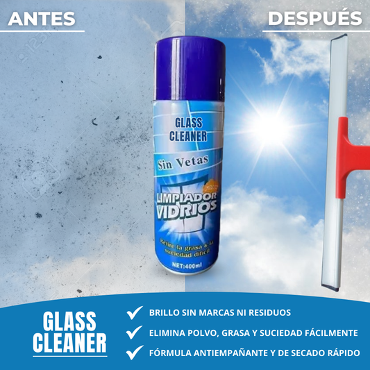 GLASSCLEANER | POTENTE LIMPIADOR DE VIDRIOS ELIMINA MANCHAS Y GRASA