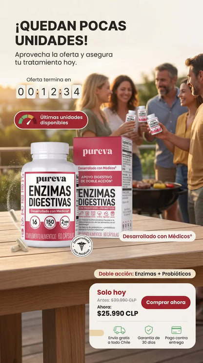 SOLO POR HOY 2X1 Enzimas Digestivas - Disfruta la comida sin sentirte pesada.