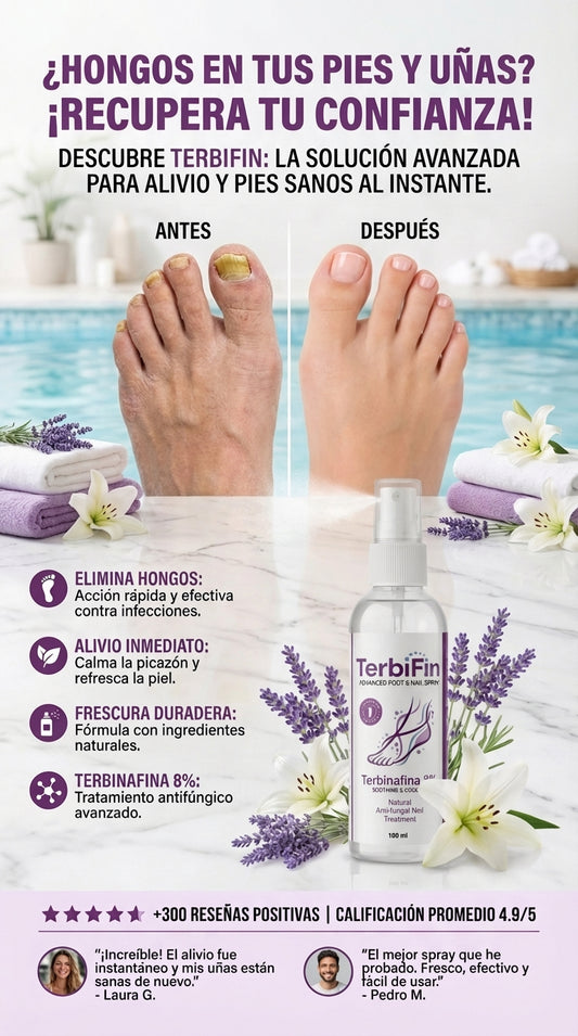 Terbifin – Spray Antifúngico Avanzado para Pies y Uñas